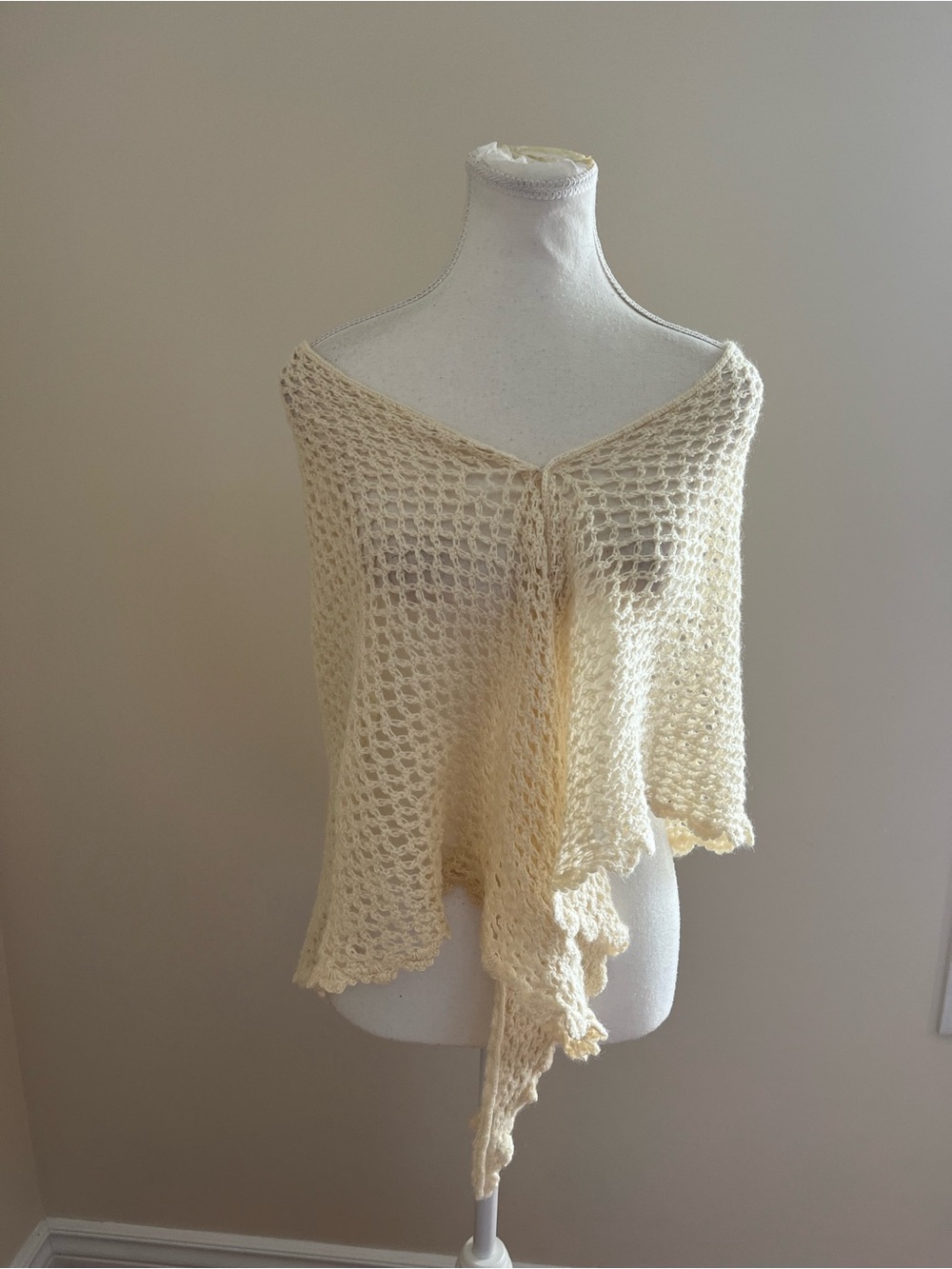 Light Cream Open-Knit Women’s Sweater Wrap